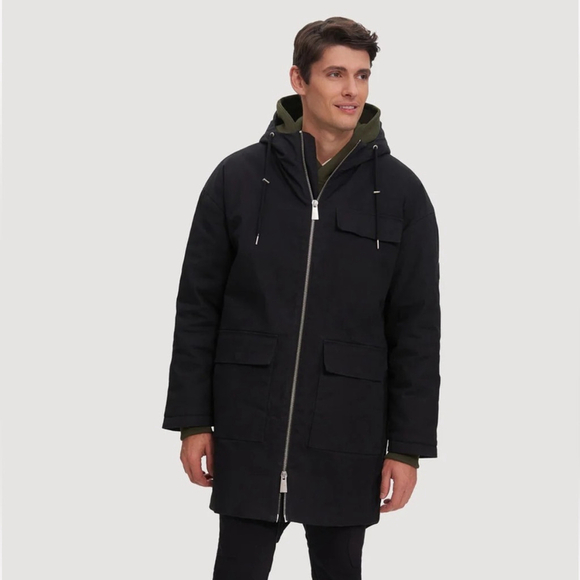 NOIZE Men’s Black Baker Mid Length Insulated Winter Parka Jacket Coat Size XL - Picture 1 of 15